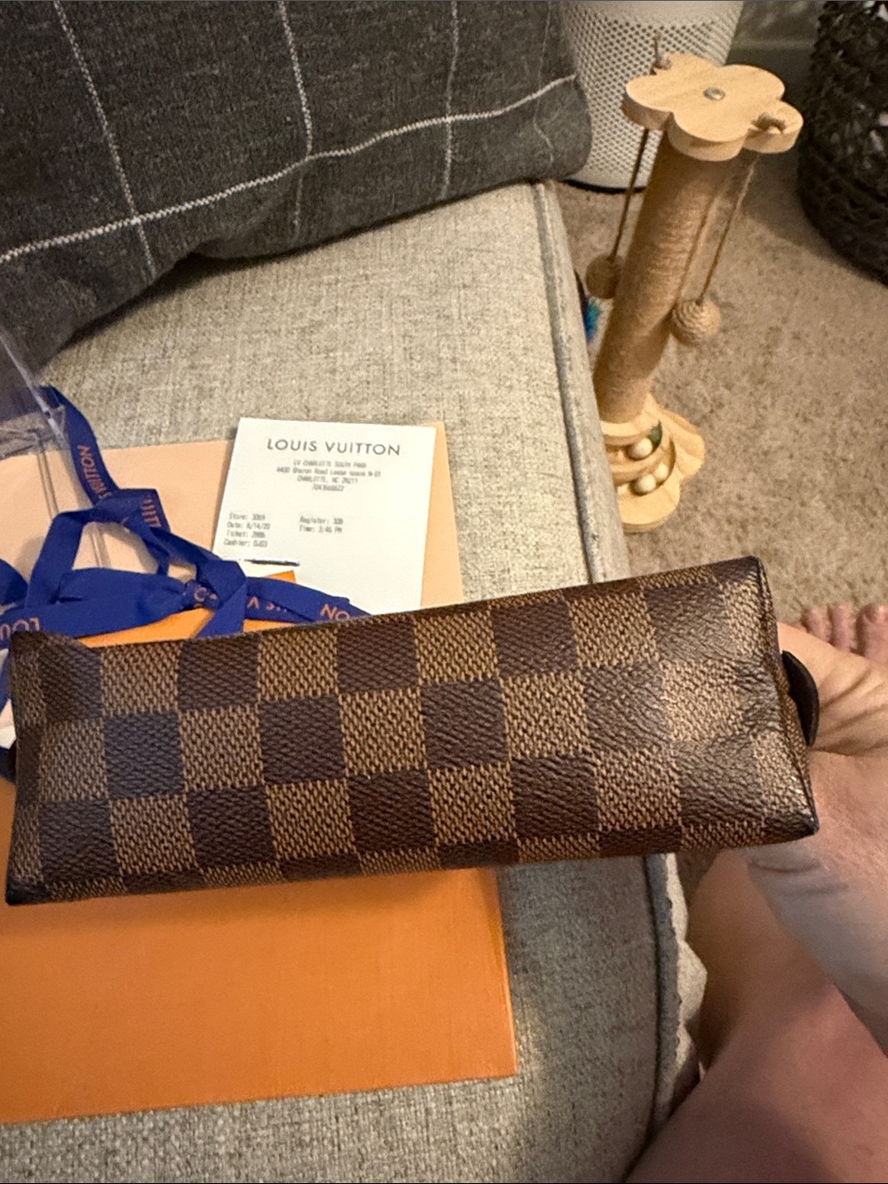 Louis Vuitton Brown Damier Ebene Cosmetic Pouch N47516 - Picture 4 of 9
